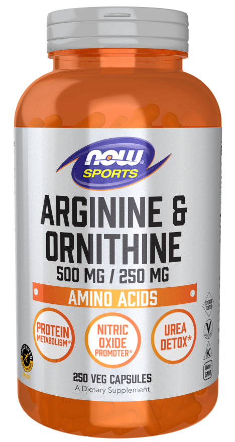 アルギニン & オルニチン 500 mg / 250 mg 250ベジカプセル Now Foods