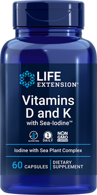 LifeExtension(ライフエクステンション）ビタミンDおよびK （Sea-Iodineを含む）60カプセル
