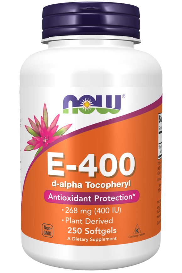 ビタミンE-400  D-アルファトコフェリル250ソフトジェル NOW Foods（ナウフーズ）