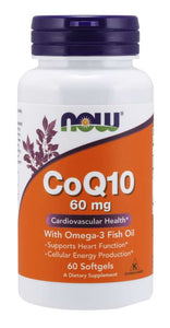 CoQ10 60mgとオメガ3フィッシュオイル60ソフトジェル NOW Foods（ナウフーズ）