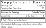 NutriCology（ニュートリコロジー）L-アルギニン (アミノ酸）500mg100ベジタリアンカプセル