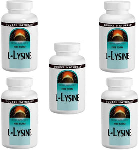 ソースナチュラルズ,　L-リジン(L-Lysine) 1000mg 250錠　5ボトル